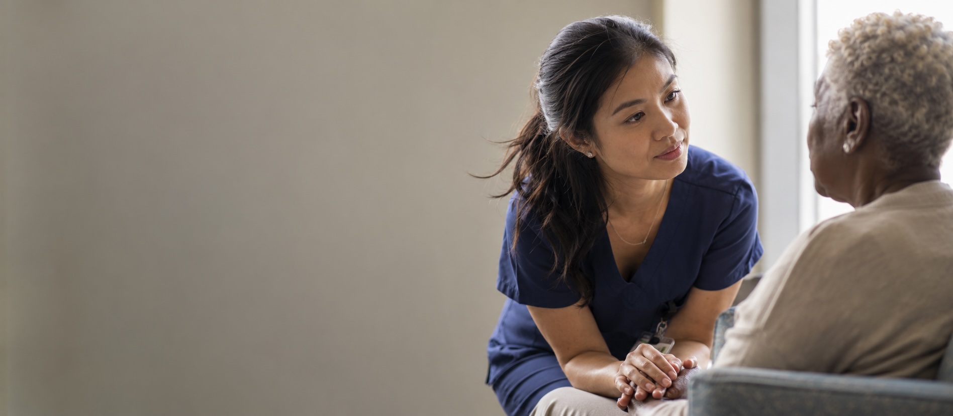 A clinician giving a patient their full attention